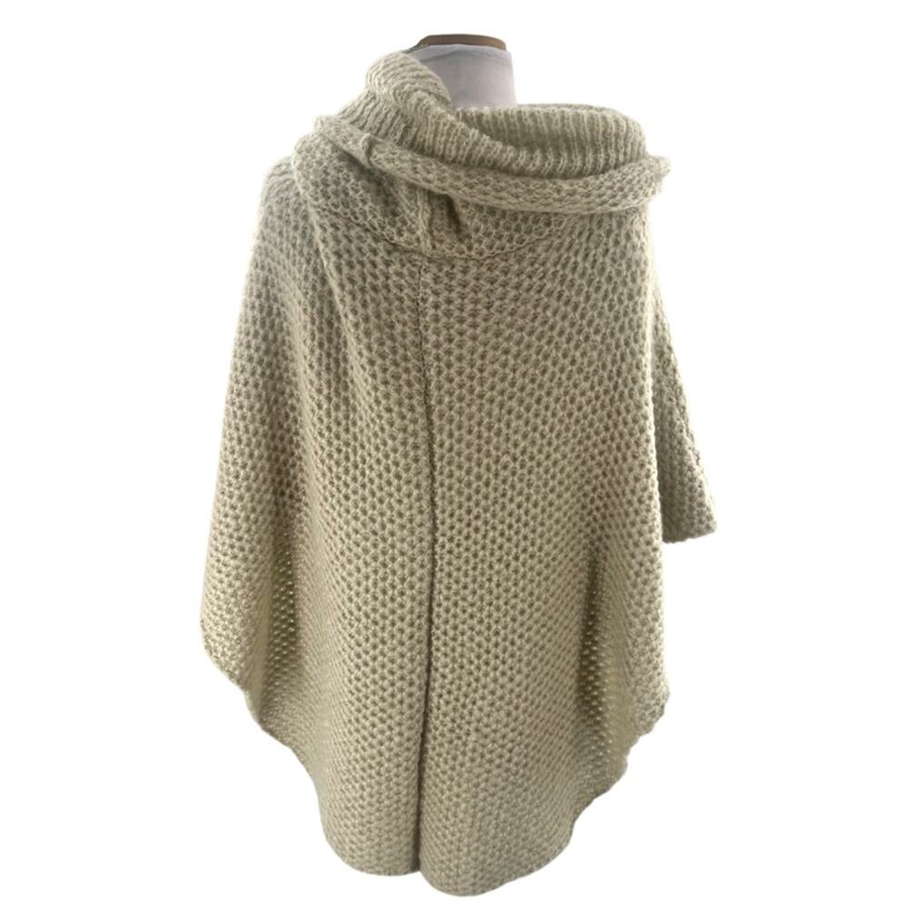 Wooden Ships cowl neck tan poncho sweater wool mohair sz XS - Picture 2 of 4
